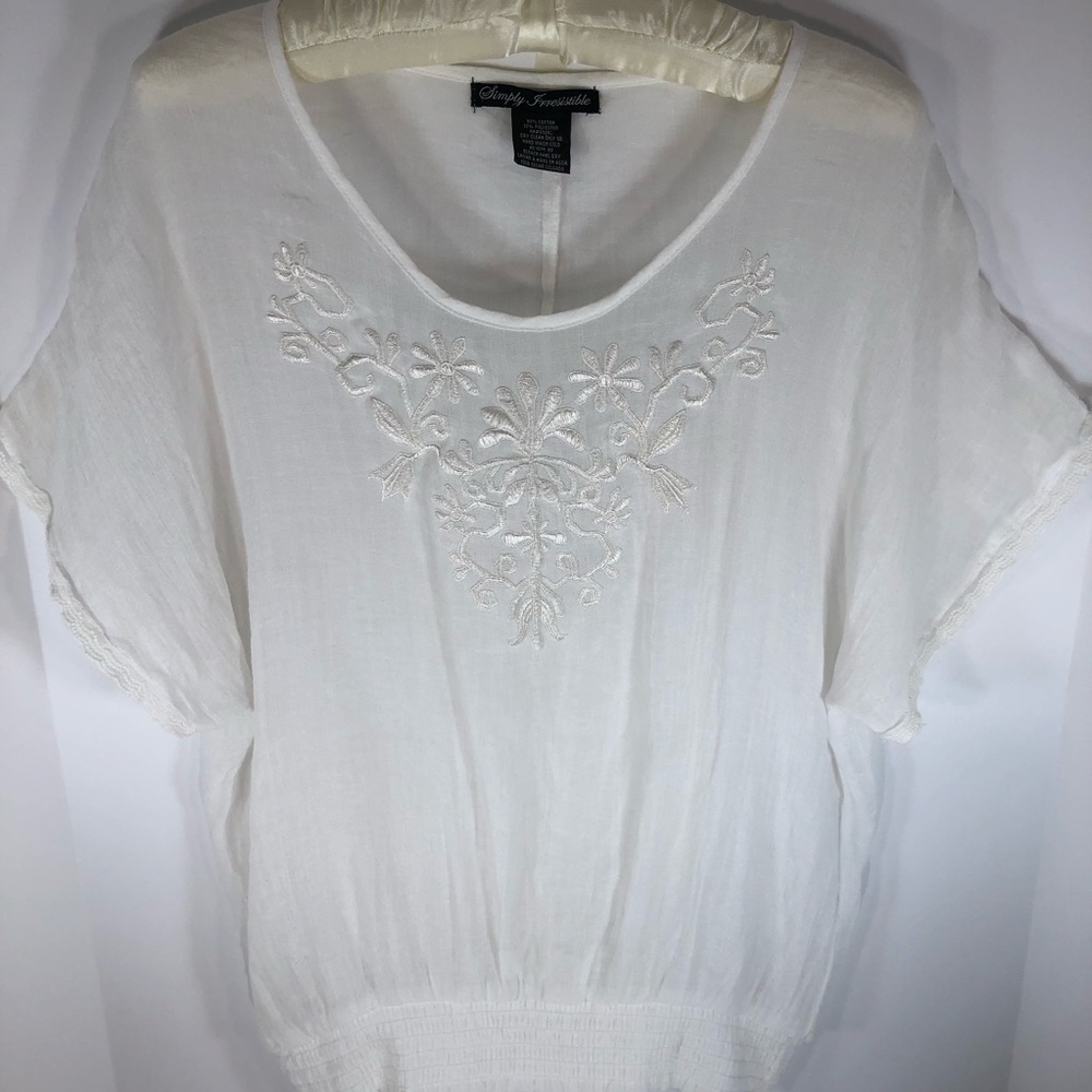 Sheer White Blouse with embroidery on front